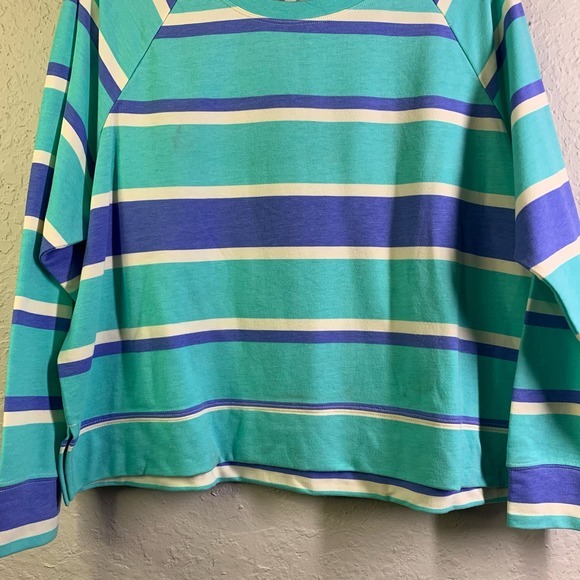 WILDFOX Striped Boxy Pullover Crewneck Long Sleeve Lounge Sweatshirt Top - Picture 5 of 15